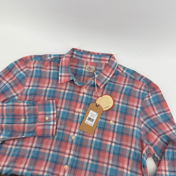 Faherty Brand Other - $158 NEW Faherty Brand Sun Berry Plaid Tropical Cotton Shirt XXL Pink Blue